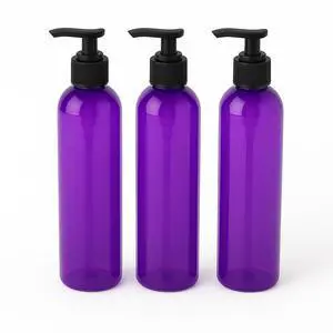 Royal Massage 8oz Bullet Round Massage Oil/Lotion/Liquid Bottle with Saddle Pump (Purple, 3)
