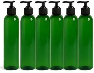 Royal Massage 8oz Bullet Round Massage Oil/Lotion/Liquid Bottle with Saddle Pump (Green, 6)