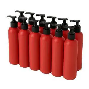 Royal Massage 8oz Bullet Round Massage Oil/Lotion/Liquid Bottle with Saddle Pump (Matte Red, 12)