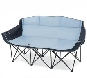 GoTEAM! 3 Seat Portable Folding Bench/Couch - Black/Gray