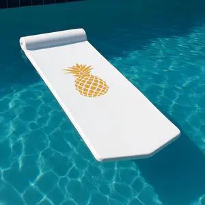 California Sun Luxury Vinyl-Dipped Pool Float with Built-in Pillow  Soft Closed-Cell Foam Lounger for Adults, Unsinkable Water Mat (White Pineapple)