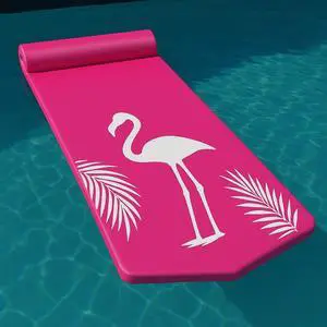 California Sun Luxury Vinyl-Dipped Pool Float with Built-in Pillow  Soft Closed-Cell Foam Lounger for Adults, Unsinkable Water Mat (Pink Flamingo)