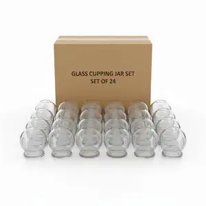 Royal Massage Fire Cupping Glass Jars  Traditional Chinese Therapy Massage & Acupuncture Vacuum Pressure Cups  Durable Thick Glass for Professional or Home Use (#2 - Set of 24)