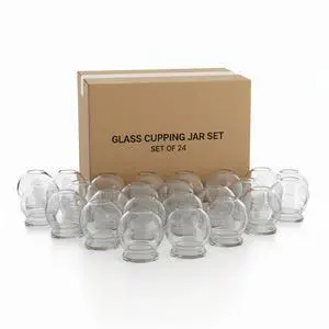 Royal Massage Fire Cupping Glass Jars  Traditional Chinese Therapy Massage & Acupuncture Vacuum Pressure Cups  Durable Thick Glass for Professional or Home Use