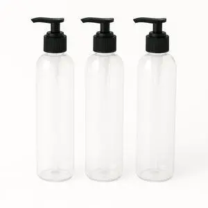 Royal Massage 8oz Bullet Round Massage Oil/Lotion/Liquid Bottle with Saddle Pump (Clear, 3)