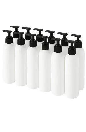Royal Massage 8oz Bullet Round Massage Oil/Lotion/Liquid Bottle with Saddle Pump (White, 12)