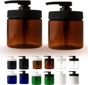 Royal Massage 16oz Massage Oil/Lotion/Cream Pump Jar with Locking Twist Top (Amber/Black, 2)