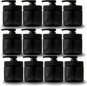Royal Massage 16oz Massage Oil/Lotion/Cream Pump Jar with Locking Twist Top (Black/Black, 12)