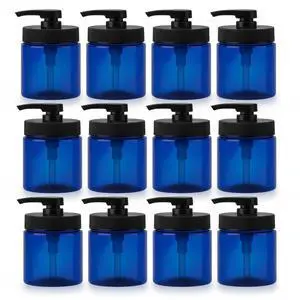 Royal Massage 16oz Massage Oil/Lotion/Cream Pump Jar with Locking Twist Top (Blue/Black, 12)