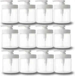 Royal Massage 16oz Massage Oil/Lotion/Cream Pump Jar with Locking Twist Top (Clear/White, 12)