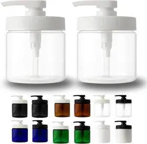 Royal Massage 16oz Massage Oil/Lotion/Cream Pump Jar with Locking Twist Top (Clear/White, 2)
