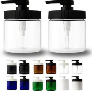 Royal Massage 16oz Massage Oil/Lotion/Cream Pump Jar with Locking Twist Top (Clear/Black, 2)