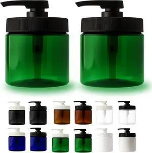 Royal Massage 16oz Massage Oil/Lotion/Cream Pump Jar with Locking Twist Top (Green/Black, 2)