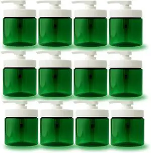 Royal Massage 16oz Massage Oil/Lotion/Cream Pump Jar with Locking Twist Top (Green/White, 12)