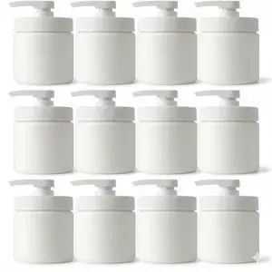 Royal Massage 16oz Massage Oil/Lotion/Cream Pump Jar with Locking Twist Top (White/White, 12)