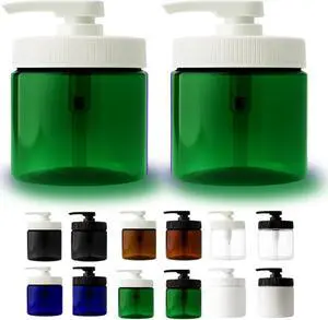 Royal Massage 16oz Massage Oil/Lotion/Cream Pump Jar with Locking Twist Top (Green/White, 2)