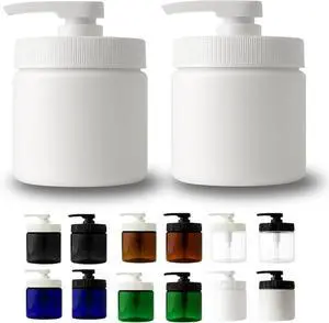 Royal Massage 16oz Massage Oil/Lotion/Cream Pump Jar with Locking Twist Top (White/White, 2)