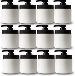 Royal Massage 16oz Massage Oil/Lotion/Cream Pump Jar with Locking Twist Top (White/Black, 12)