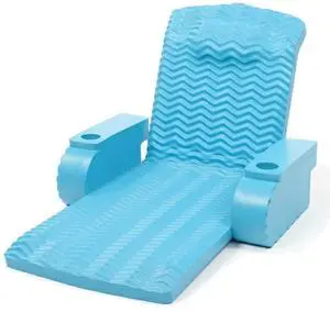 California Sun Deluxe Unsinkable La Jolla Lounger - Soft Foam Cushioned Pool Lounge Chair (Aqua Wave)