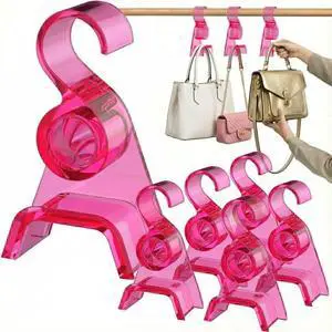 OnDisplay LuxeArch: Premium Wide Arch Acrylic Handbag/Purse/Backpack Hanger (Pink, 6)