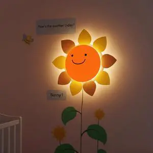 Modern Home 3D Bear Night Light & Growth Chart Wall Decal: Battery Operated LED Lamp & Animal Height Ruler for Nursery Decor