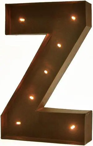 Rustic Vintage 11" Decorative LED Light Glow Letters - Letter Z