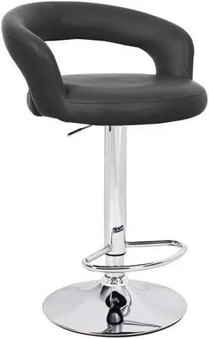 Set of 2 Modern Home Halo "Leather" Contemporary Adjustable Height Counter/Bar Stool (Black Licorice)