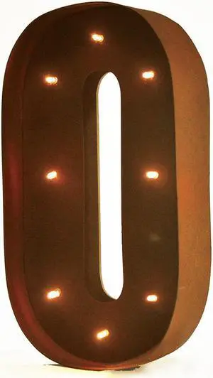 Rustic Vintage 11" Decorative LED Light Glow Letters - Letter O
