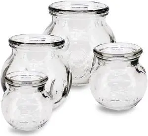 Royal Massage Glass Fire Cupping Jars Thick Glass Cupping Set 4 Sizes Vacuum Cupping Glass Fire Cupping Jars with Finger Grips (4 Pieces)