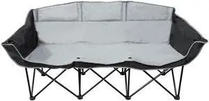 GoTEAM! 3 Seat Portable Folding Bench/Couch - Black/Gray