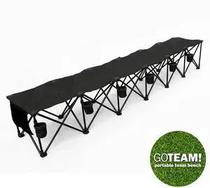 GoTEAM! 6 Seat Portable Folding Team Bench - Black