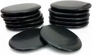Royal Massage 12pc Basalt Hot Stone Massage Set 3.5" Flat Medium Heat Rock Deep Tissue Therapy