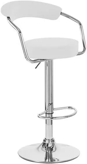 Zool Contemporary Adjustable Faux Leather Barstool - Vanille White