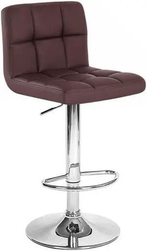 Set of 2 Modern Home Boris Contemporary Adjustable Height Bar/Counter Stool - Chrome Base/Footrest Barstool (Coffee Brown)