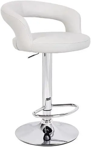 Modern Home Halo "Leather" Contemporary Adjustable Height Counter/Bar Stool (Vanilla White)