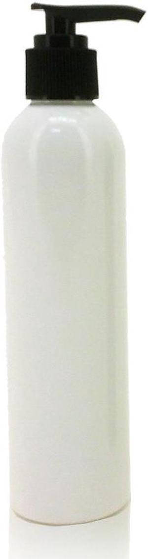 Royal Massage 8oz Bullet Round Massage Oil/Lotion/Liquid Bottle with Saddle Pump (White, 1)