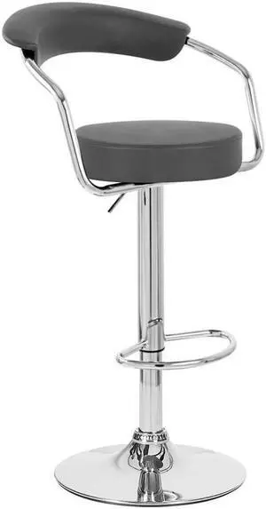 Set of 4 Zool Contemporary Adjustable Faux Leather Barstool - Black Licorice