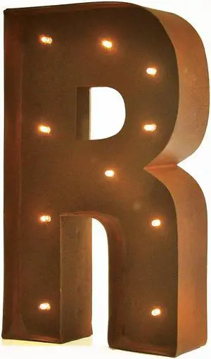 Rustic Vintage 11" Decorative LED Light Glow Letters - Letter R
