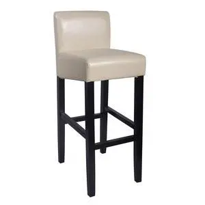 Brooklyn Contemporary Wood/Faux Leather Barstool - Cream