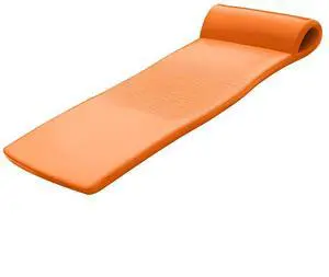 California Sun Luxury Vinyl-Dipped Pool Float with Built-in Pillow  Soft Closed-Cell Foam Lounger for Adults, Unsinkable Water Mat (Orange)
