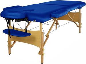 Serenity Deluxe Portable Folding Massage Table w/5 Bonus Items - Royal Blue