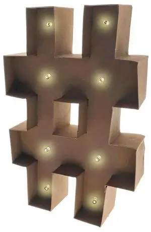 Rustic Vintage 11" Decorative LED Light Glow Letters - Hashtag