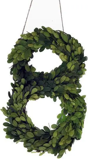 Modern Home 12" Real Preserved Boxwood Monogram Wreath Letters - 8