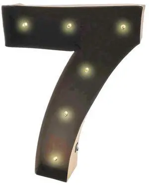 Rustic Vintage 11" Decorative LED Light Glow Letters - Number 7