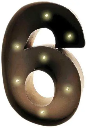 Rustic Vintage 11" Decorative LED Light Glow Letters - Number 6