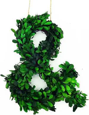 Modern Home 12" Real Preserved Boxwood Monogram Wreath Letters - &