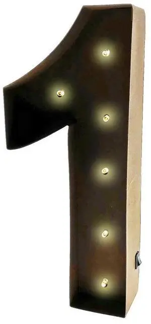 Rustic Vintage 11" Decorative LED Light Glow Letters - Number 1