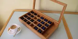 Modern Home Bamboo 24 Capsule Organizer/Display Box with Accessory Section compatible with Nespresso