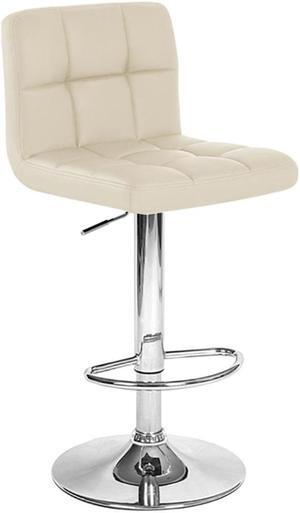 Modern Home Boris Contemporary Adjustable Height Bar/Counter Stool - Chrome Base/Footrest Barstool (Cream)
