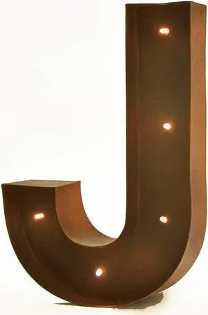 Rustic Vintage 11" Decorative LED Light Glow Letters - Letter J